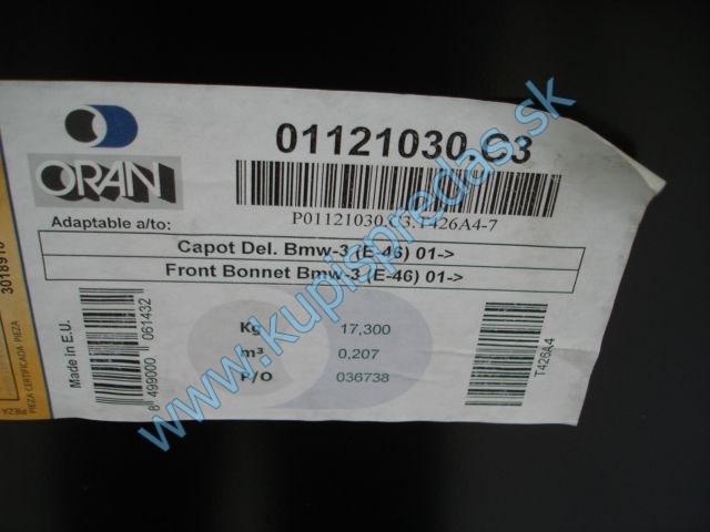 Predná kapota BMW 3 E46 